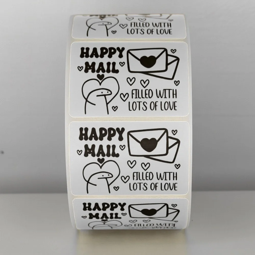 Happy Mail Stickers Filled With Love | Mint Cute Packaging Labels Heart